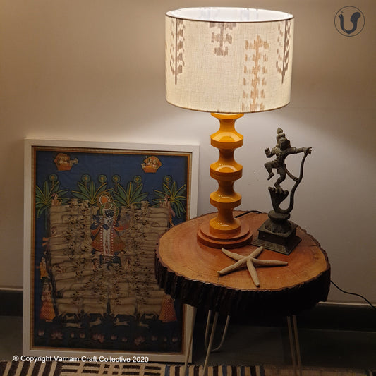 SWIRL BASE Mustard ~ 12" Brown Grey IKAT DRUM