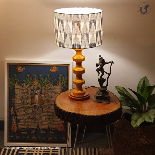 SWIRL BASE Mustard ~ 12" Grey Checks IKAT DRUM