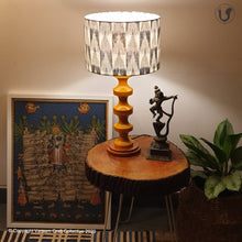 Load image into Gallery viewer, SWIRL BASE Mustard ~ 12" Grey Checks IKAT DRUM