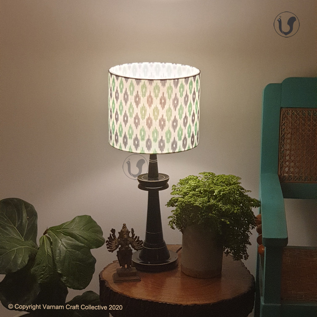 VILLAKKU Black ~ Green grey checks Ikat Drum