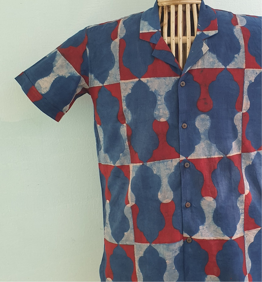 MUGHAL JAALI AJRAKH - red blue