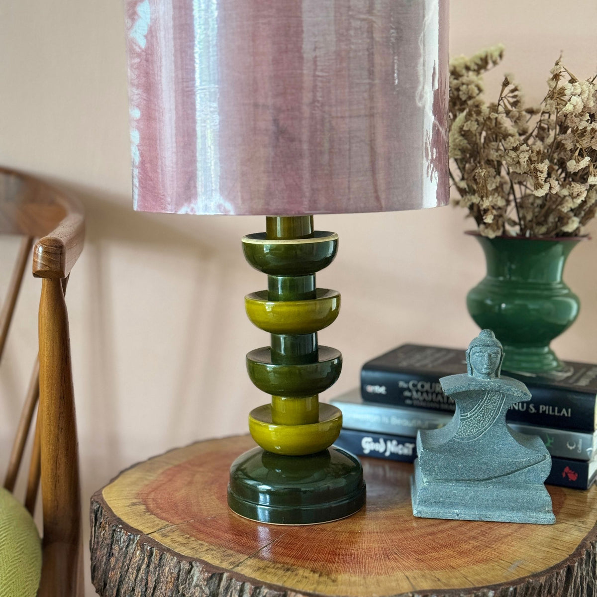 BLOOM GREEN ~ 10" MAUVE SHIBORI SHADE