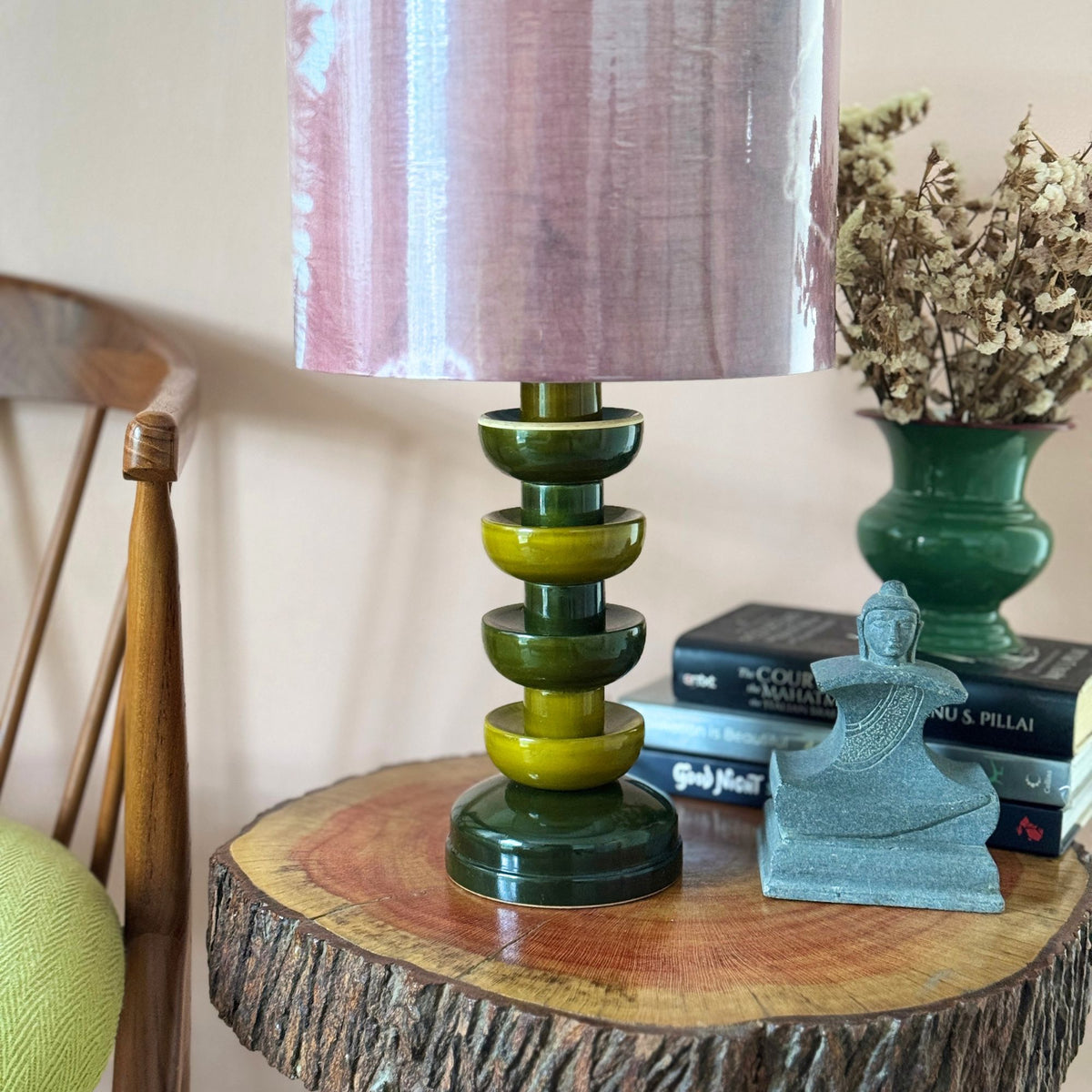 BLOOM GREEN ~ 10" MAUVE SHIBORI SHADE