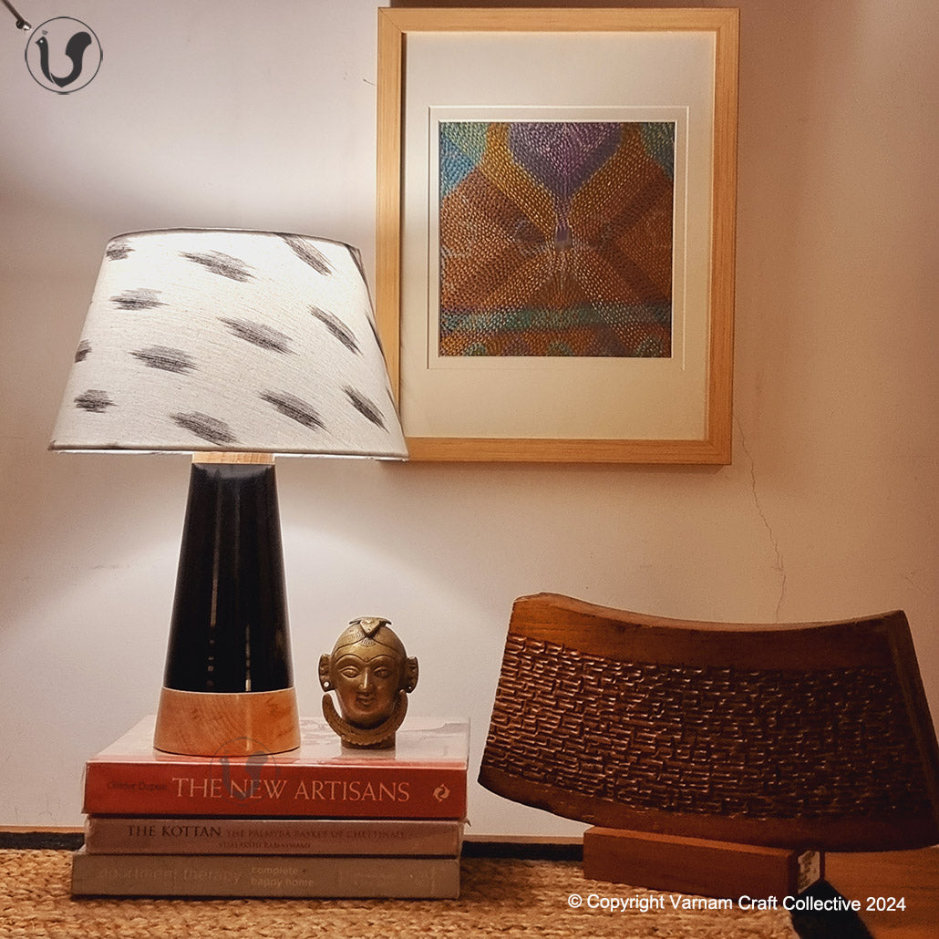 MUSHROOM LAMP (Black Ikkat - Black Slant)