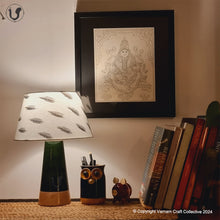 Load image into Gallery viewer, MUSHROOM LAMP (Black Ikkat shade - Green Slant base)
