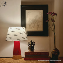 Load image into Gallery viewer, MUSHROOM LAMP (Black Ikat shade - Red Slant base)
