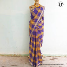 Load image into Gallery viewer, CHETTINAD ~ PURPLE YELLOW CHECKS
