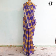 Load image into Gallery viewer, CHETTINAD ~ PURPLE YELLOW CHECKS
