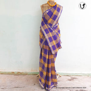 CHETTINAD ~ PURPLE YELLOW CHECKS