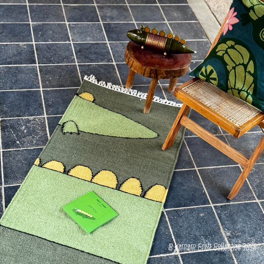 SPLIT SNAPPY 2X6 FEET GREEN PUNJA DHURRIE