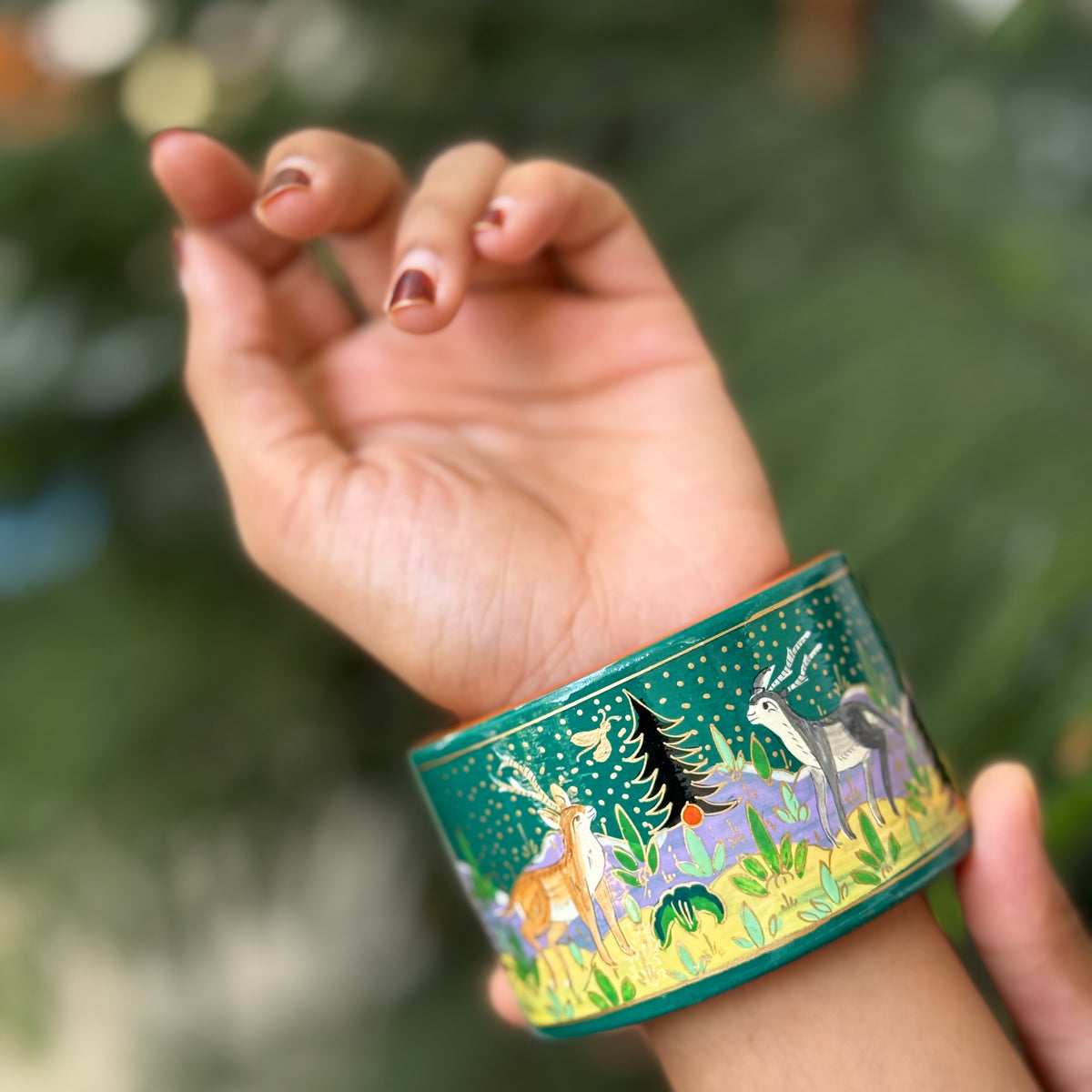 NAQQASHI DVITIYA THICK Peacock green Forest/2.4