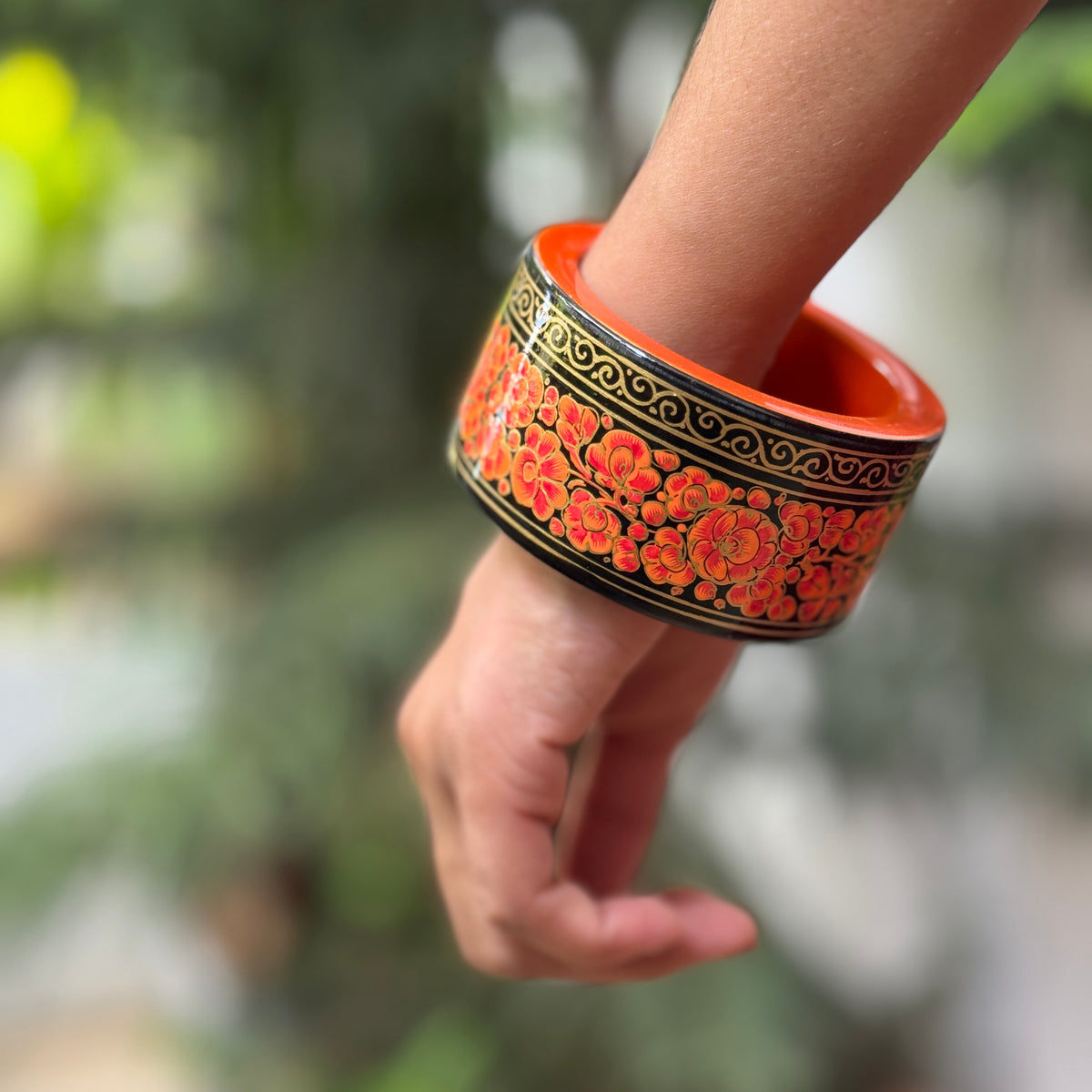 NAQQASHI DVITIYA THIN ORANGE GOLD FLORALS  /2.4