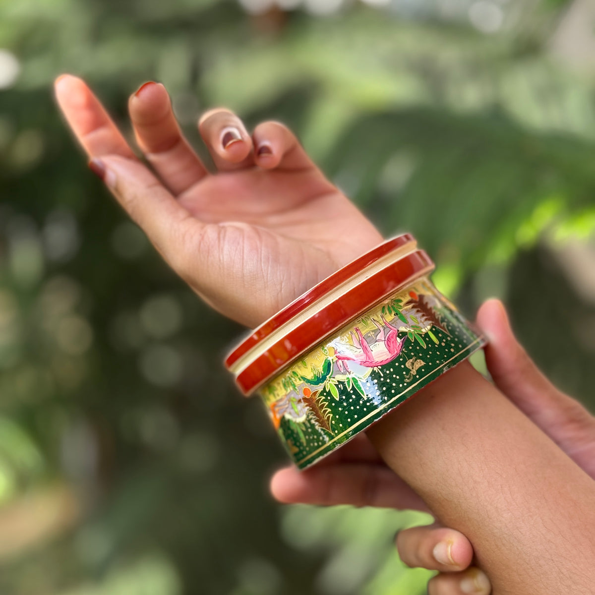 MALHAR NAQQASHI ORANGE RED GREEN JUNGLE 2.6
