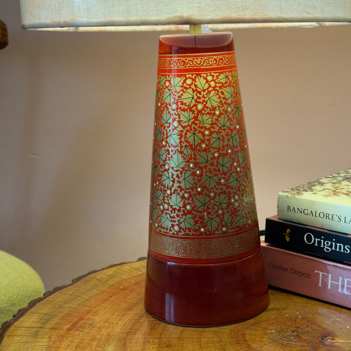 SLANT NAQQASHI RED ~ 10" CORAL SHIBORI SHADE