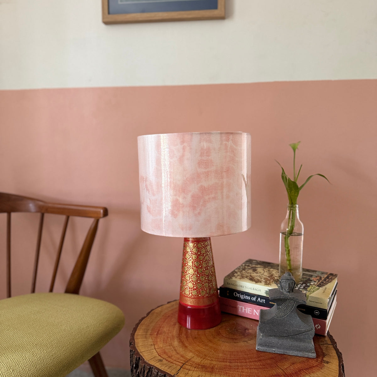 SLANT NAQQASHI RED ~ 10" CORAL SHIBORI SHADE