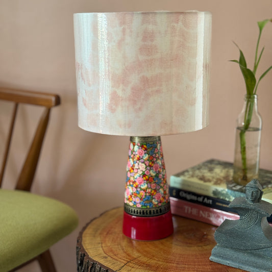 SLANT NAQQASHI FLORAL ~ 10" CORAL SHIBORI SHADE