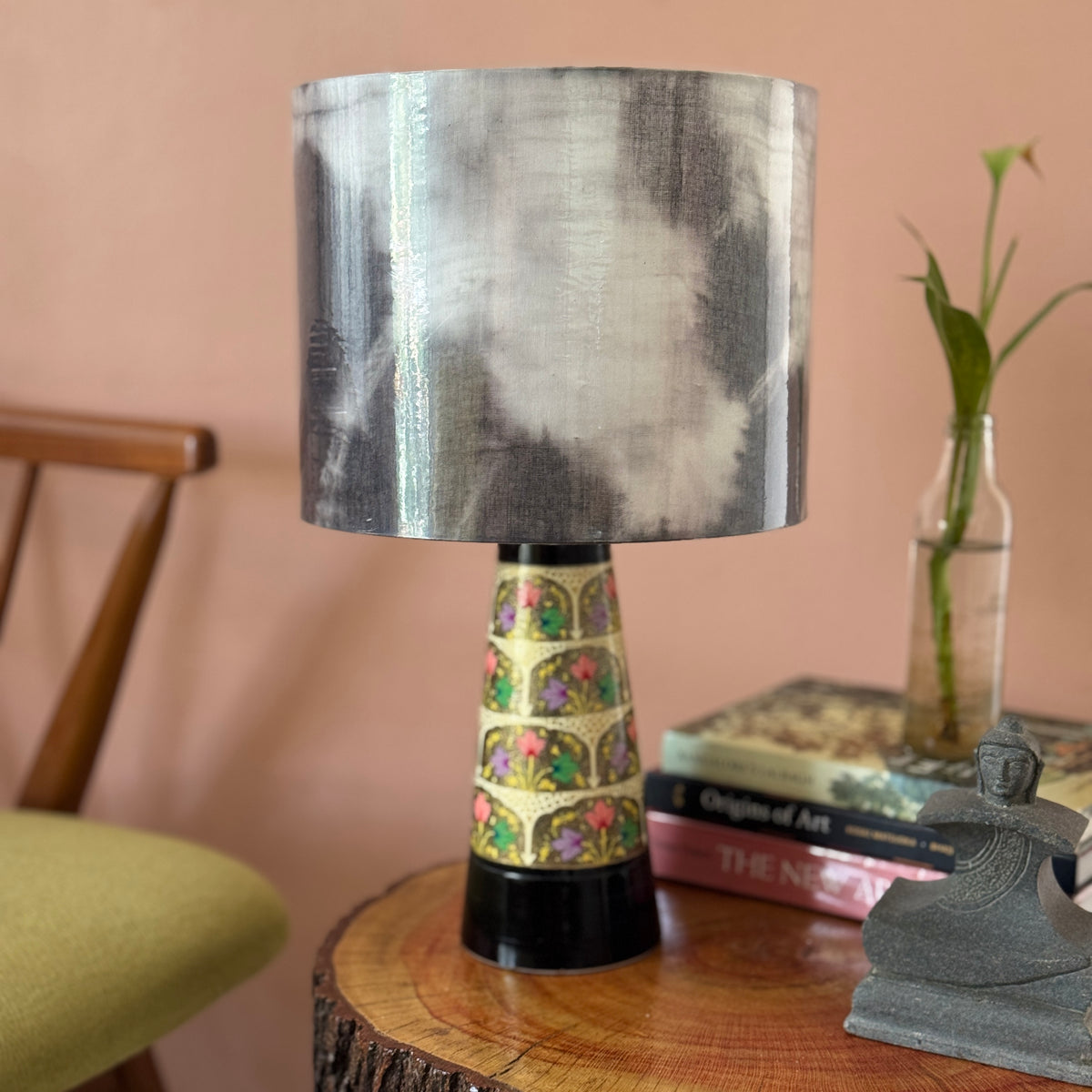 SLANT NAQQASHI BLACK ~ 10" BLACK SHIBORI SHADE