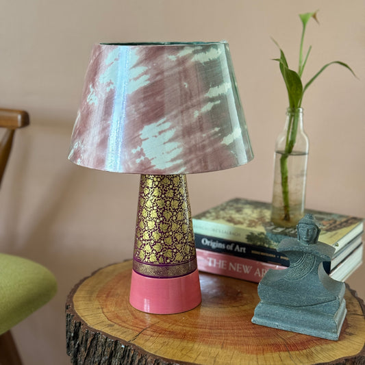 SLANT NAQQASHI PINK WINE CHINAR ~ 10" PINK MUSHROOM SHADE