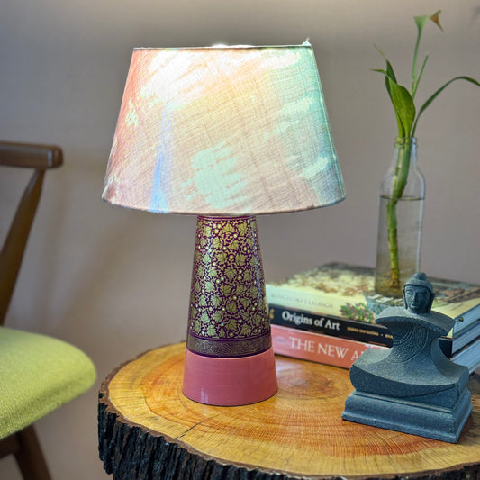 SLANT NAQQASHI PINK WINE CHINAR ~ 10" PINK MUSHROOM SHADE