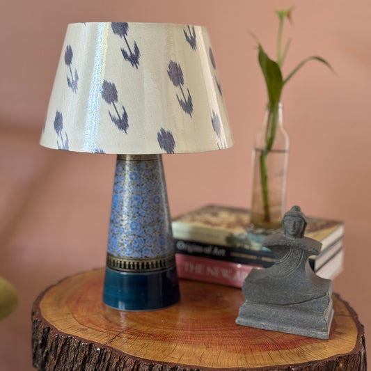 SLANT NAQQASHI BLUE FLORALS ~ 10" BLUE IKKAT SHADE