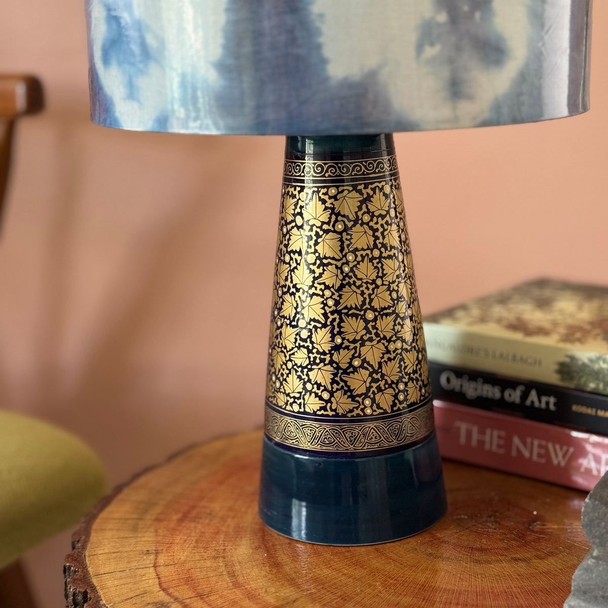 SLANT NAQQASHI BLUE CHINAR ~ 10" BLUE SHIBORI SHADE