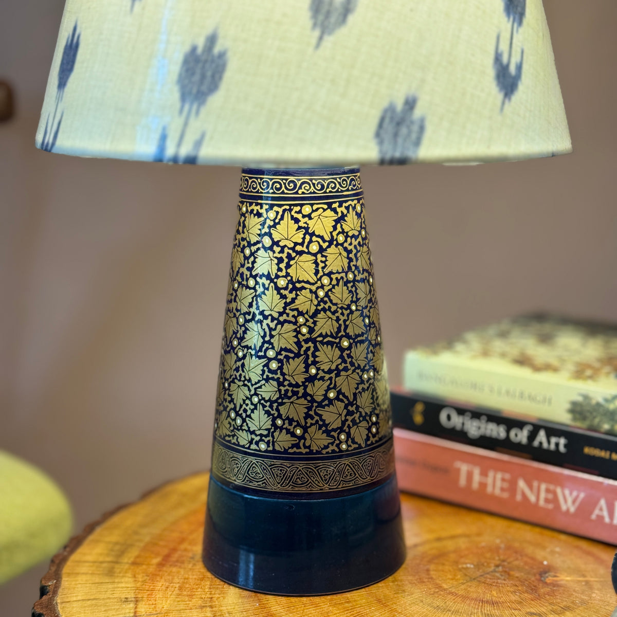 SLANT NAQQASHI BLUE CHINAR ~ 10" BLUE IKKAT SHADE (Copy)