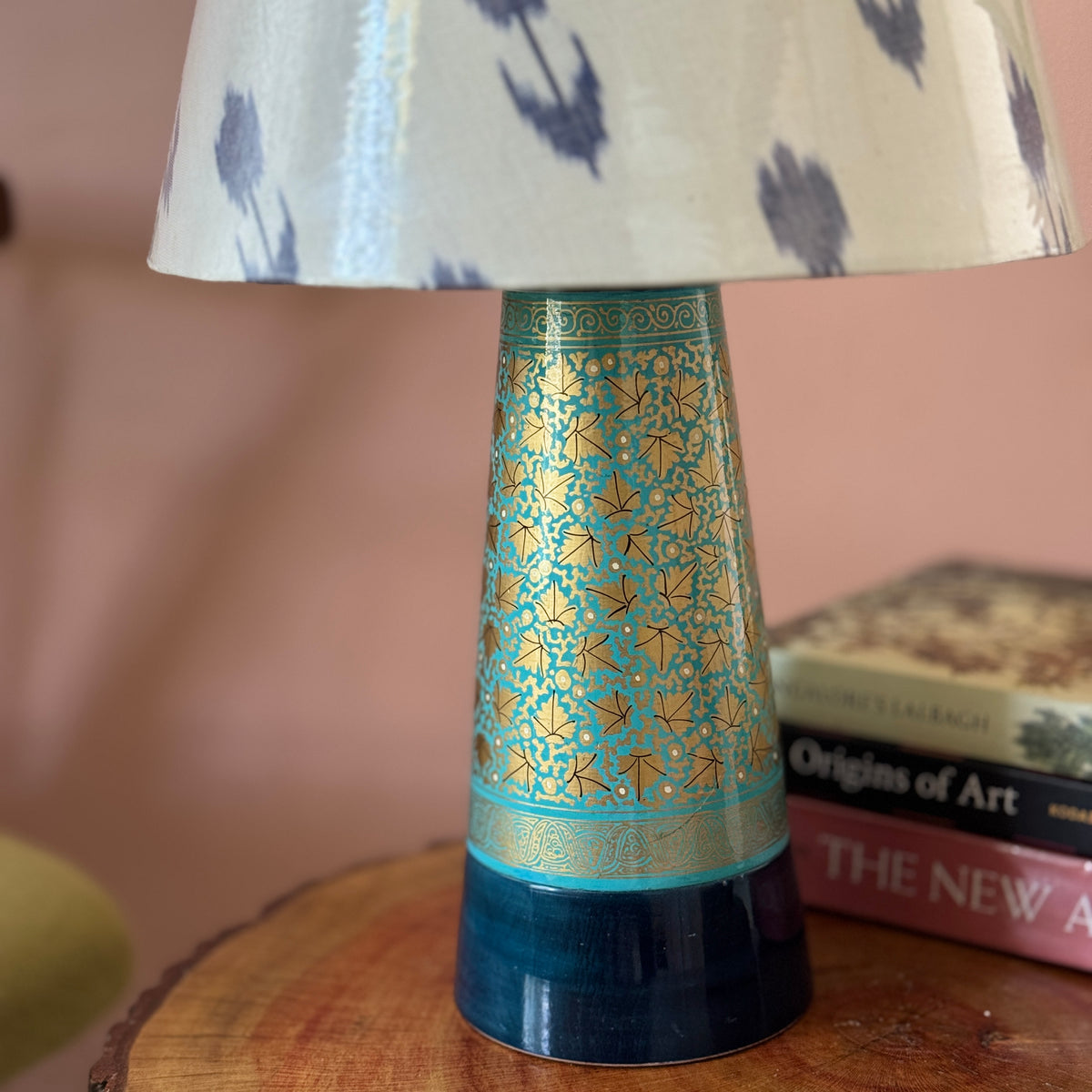 SLANT NAQQASHI AQUA BLUE CHINAR ~ 10" BLUE IKKAT SHADE