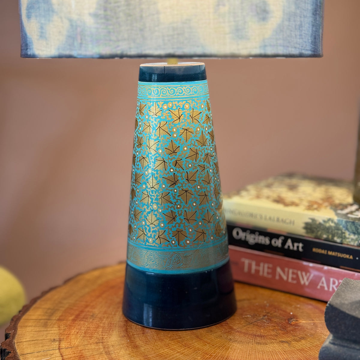 SLANT NAQQASHI AQUA BLUE ~ 10" BLUE SHIBORI SHADE
