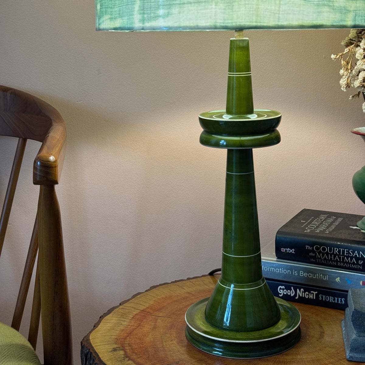 VILLAKKU BASE GREEN ~ 10" GREEN SHIBORI SHADE