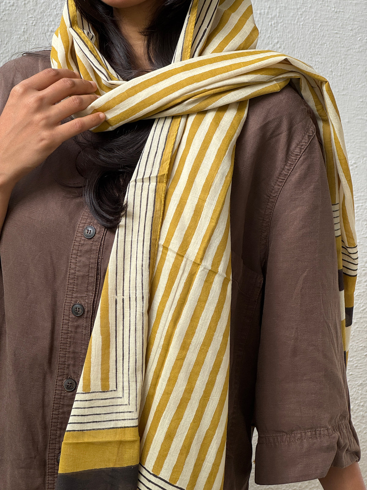 BAGRU COTTON STOLE Yellow Lines