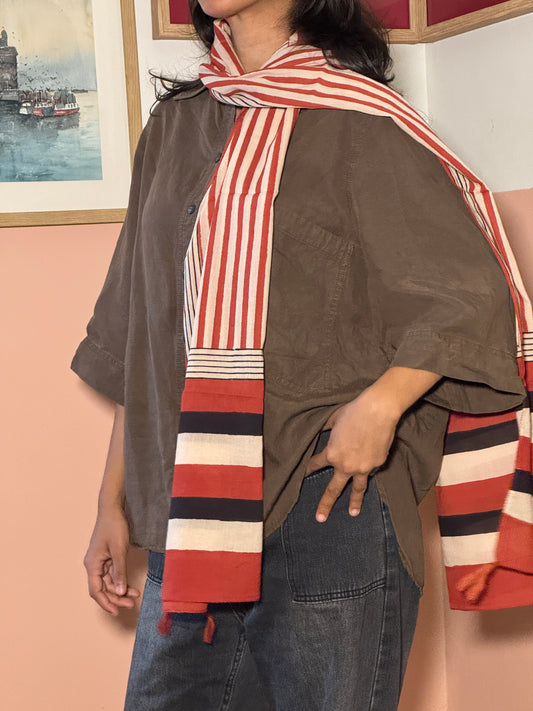 BAGRU COTTON STOLE Red lines