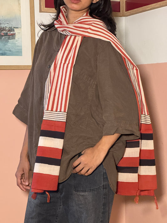 BAGRU COTTON STOLE Red lines