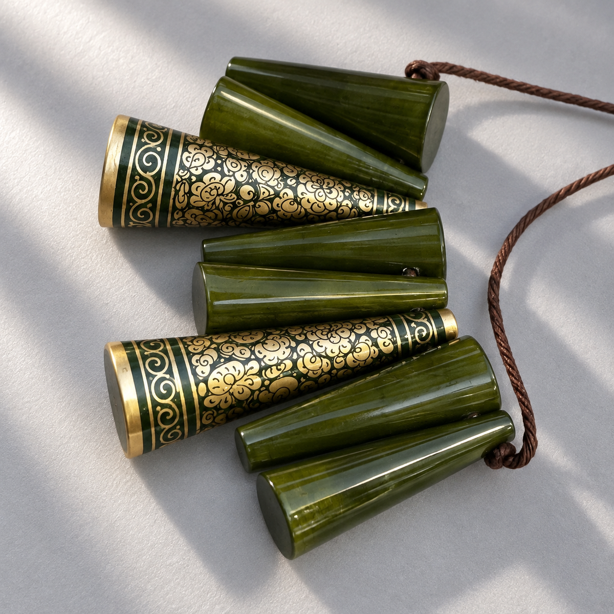 TRIKONES NAQQASHI INDIGO GREEN GOLD FLORALS