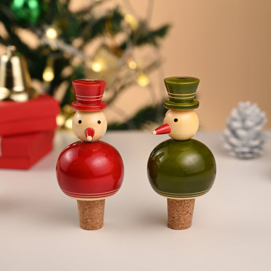 FLAKY SNOWMAN bottle stoppers (a pair)