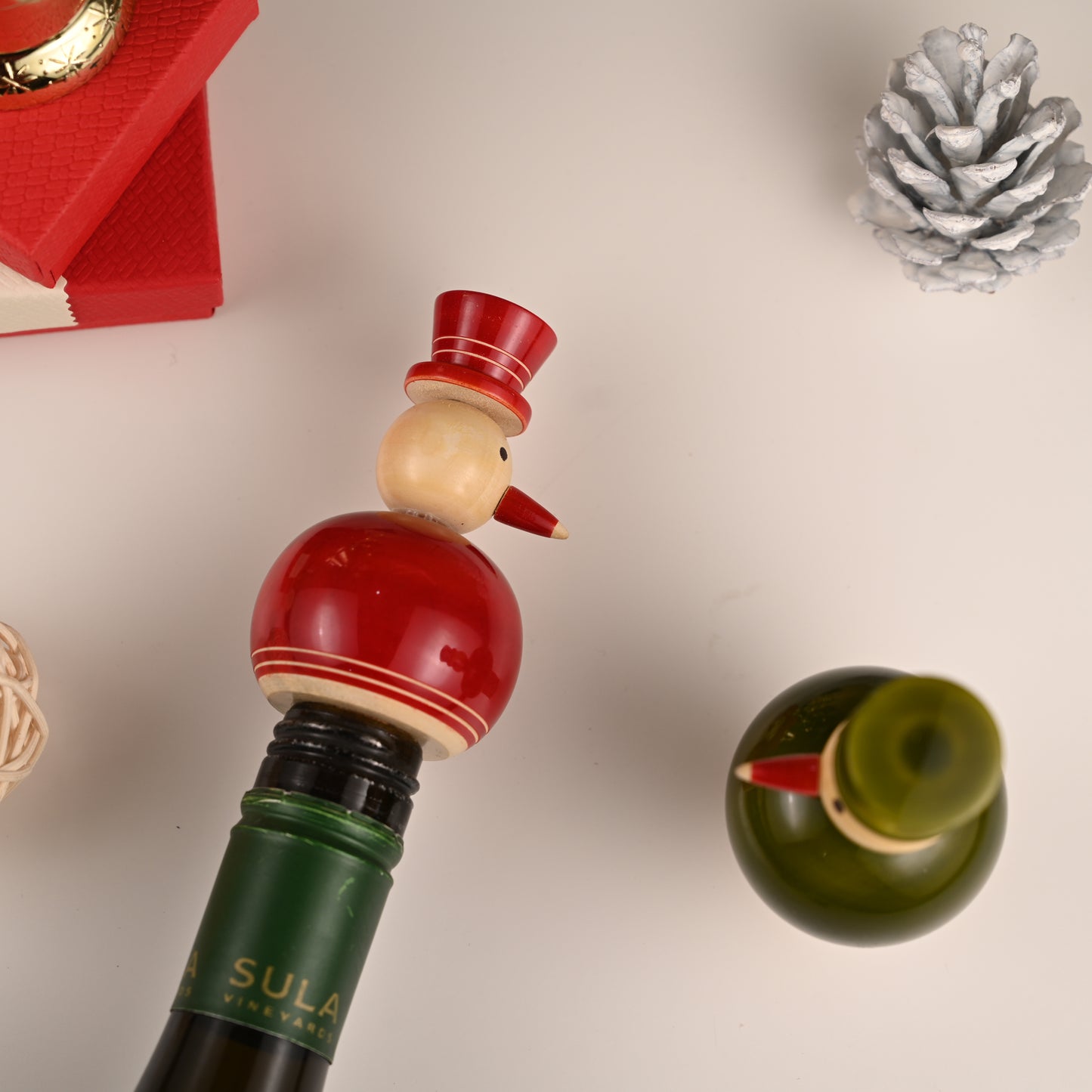 FLAKY SNOWMAN bottle stoppers (a pair)