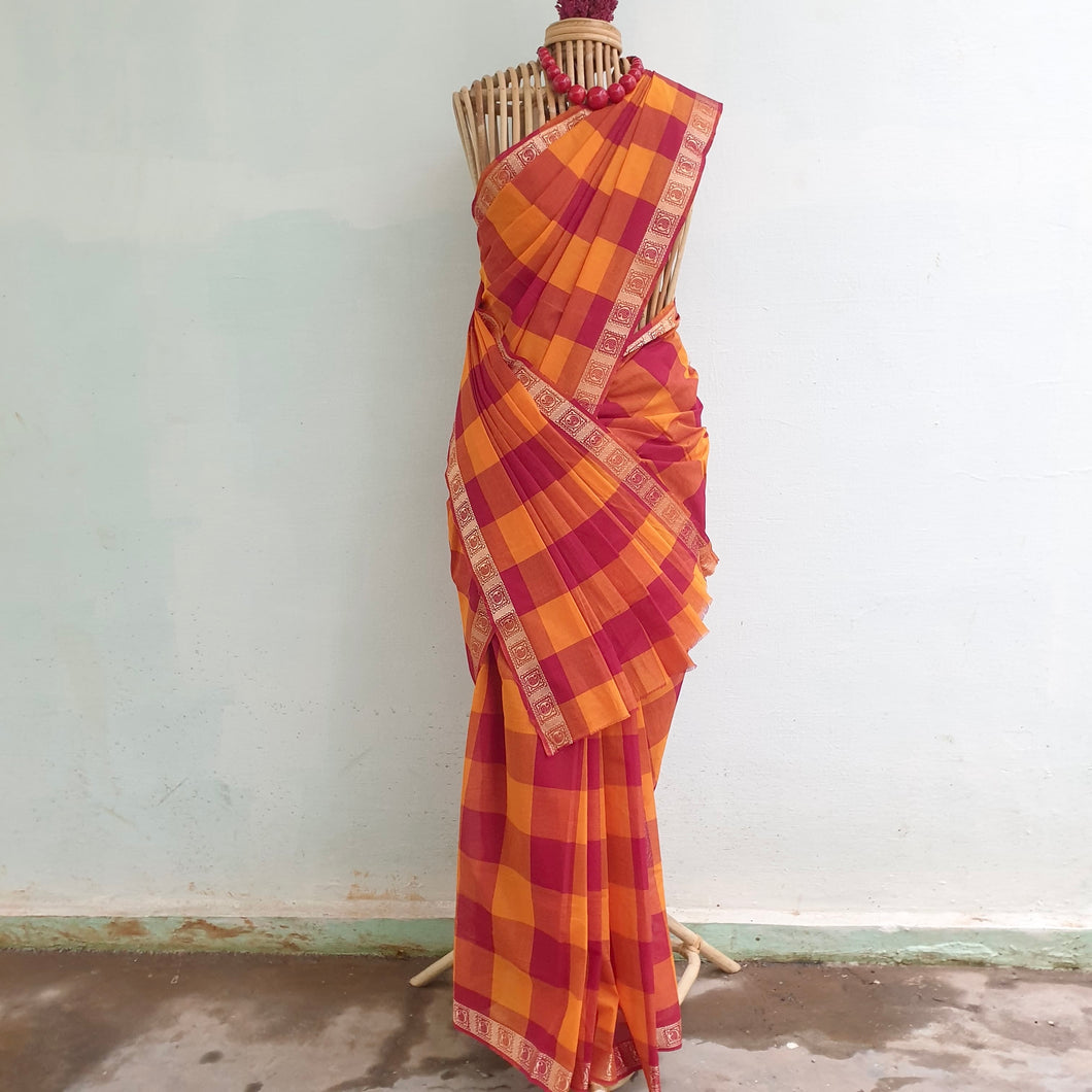 CHETTINAD CHECKS ~ red yellow