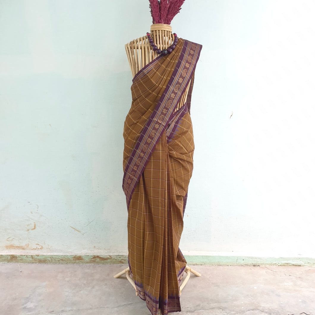 Chettinad checks ~ brown purple