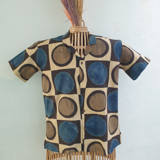 CHAND AJRAKH - cream blue