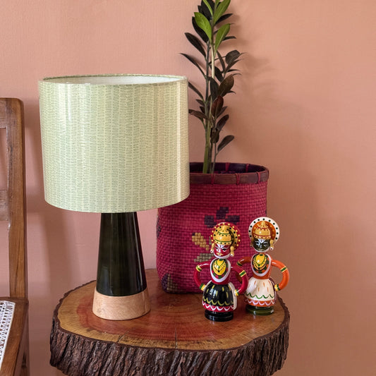 SLANT Blue ~ 10" Green print shade