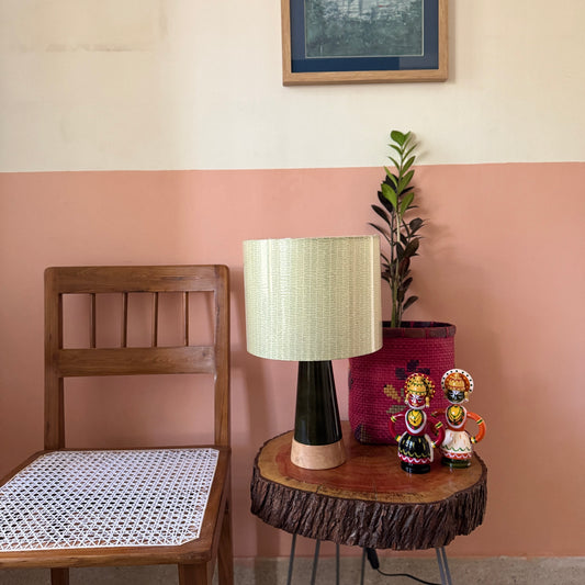 SLANT Blue ~ 10" Green print shade