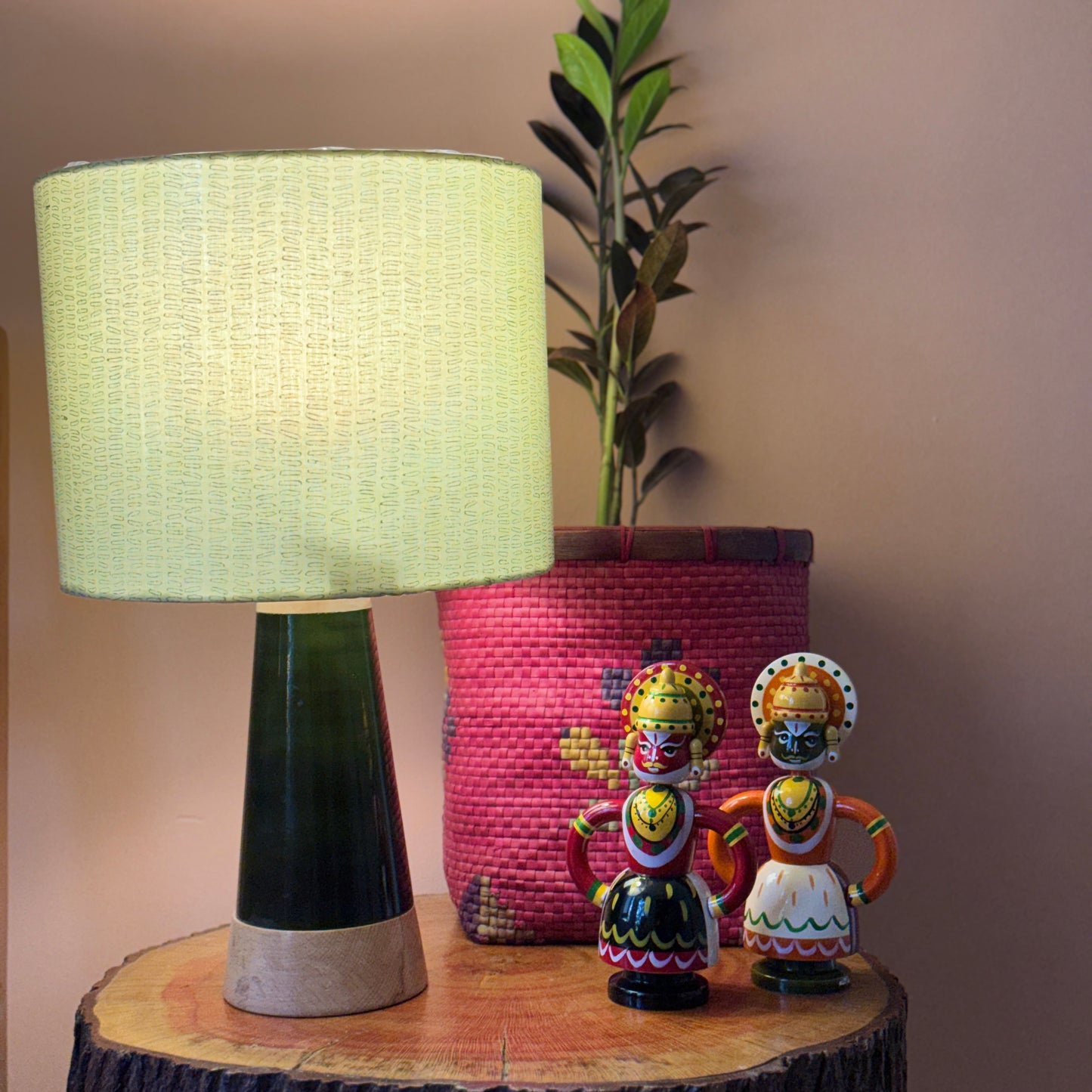 SLANT Blue ~ 10" Green print shade