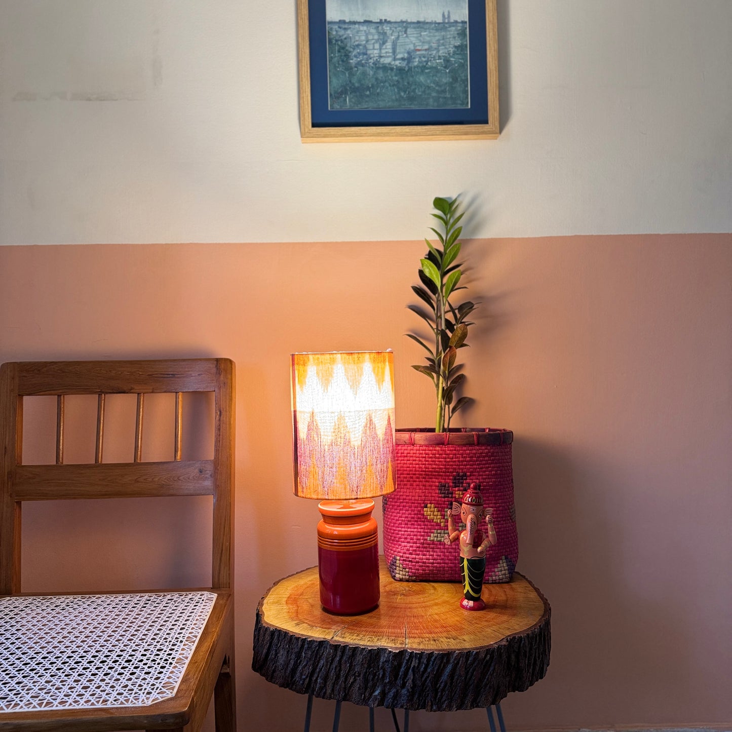 BARNI BASE RED ORANGE ~ 6X8" RED ORANGE IKAT SHADE