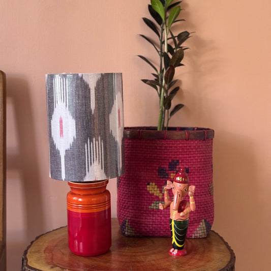 BARNI BASE RED ORANGE ~ 6X8" RED GREY IKAT SHADE