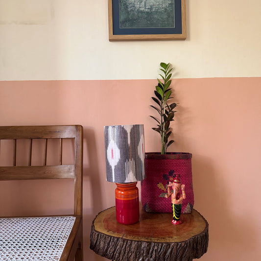 BARNI BASE RED ORANGE ~ 6X8" RED GREY IKAT SHADE