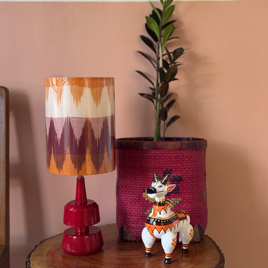MINI TRIKONE RED ~ 6X8" RED ORANGE IKAT SHADE