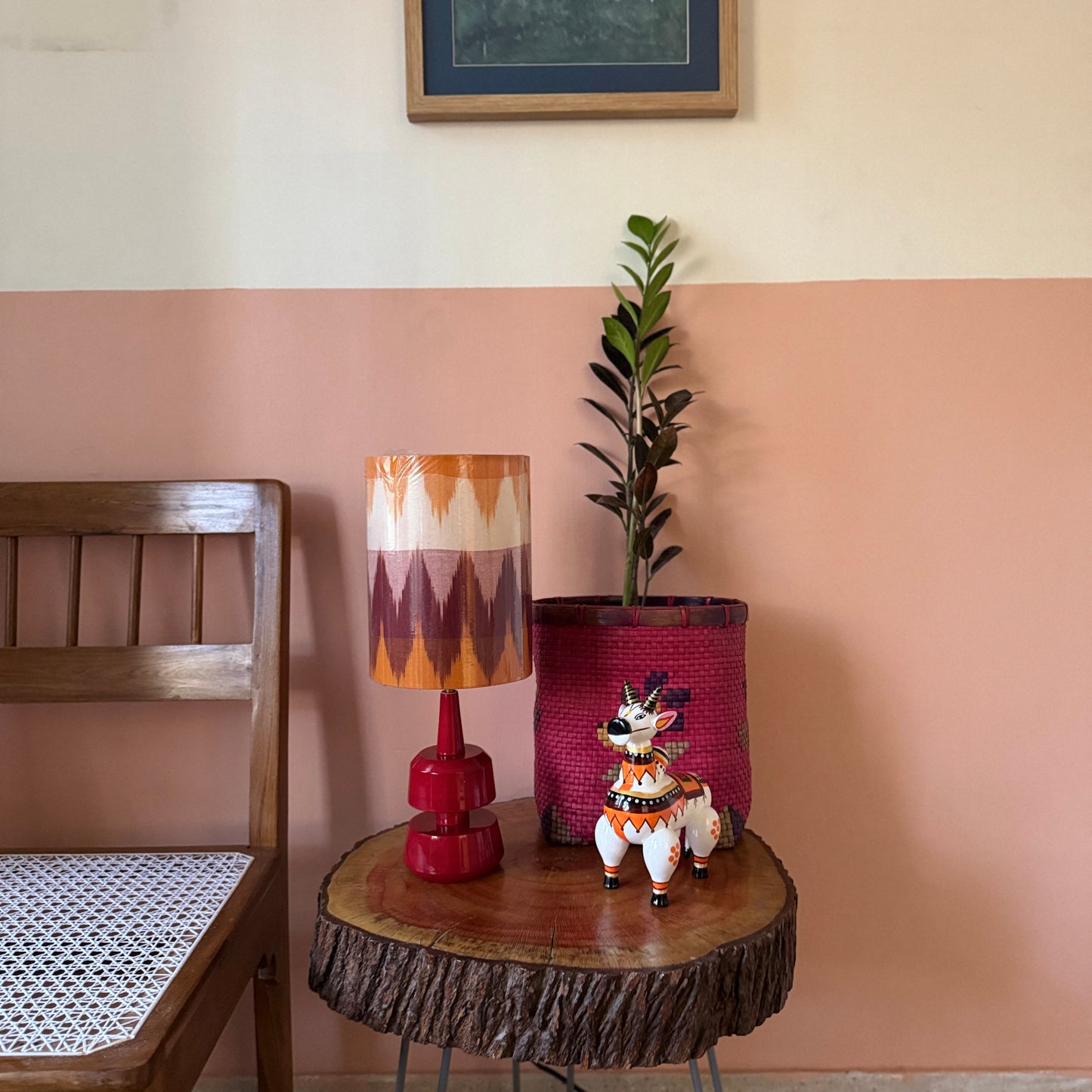 MINI TRIKONE RED ~ 6X8" RED ORANGE IKAT SHADE