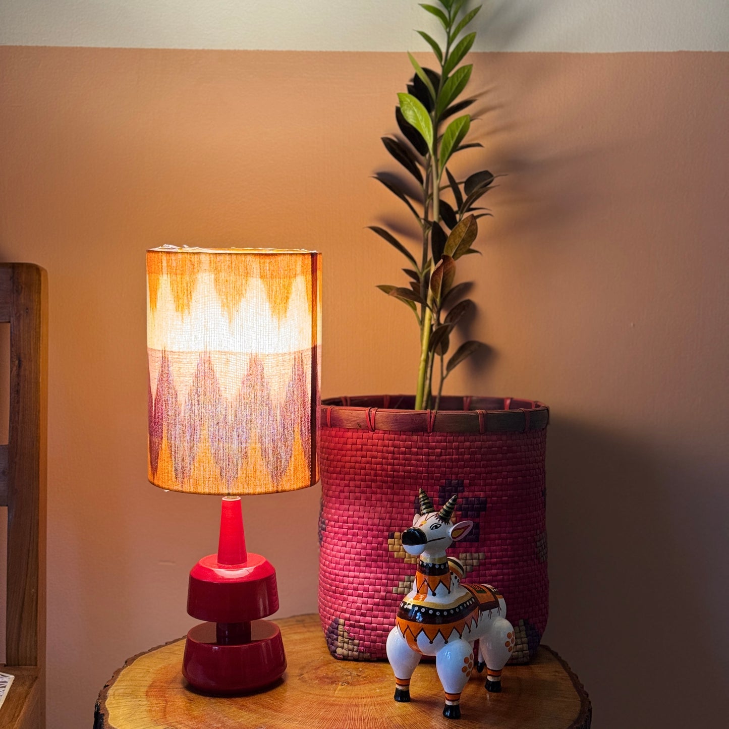 MINI TRIKONE RED ~ 6X8" RED ORANGE IKAT SHADE