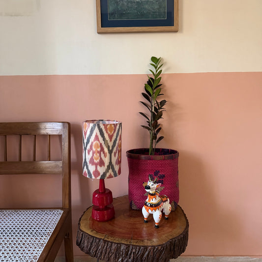 MINI TRIKONE RED ~ 6X8" RED UZBEK IKAT