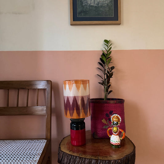 BARNI BASE RED GREEN ~ 6X8" RED ORANGE IKAT SHADE