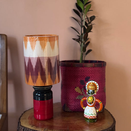 BARNI BASE RED GREEN ~ 6X8" RED ORANGE IKAT SHADE